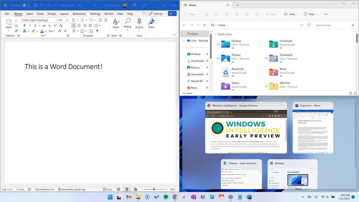 Windows Snap Multitasking: Snap Assist