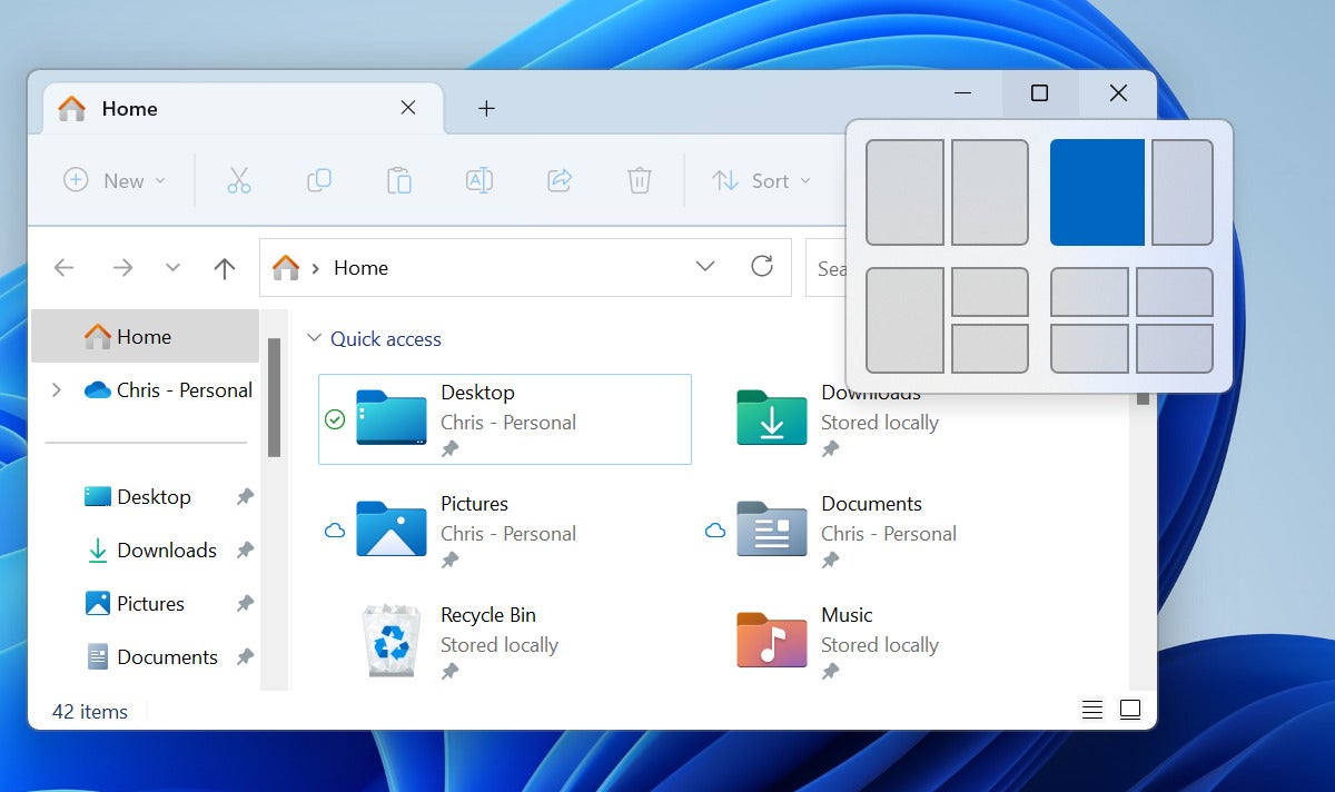 Windows Snap Multitasking: Snap layouts