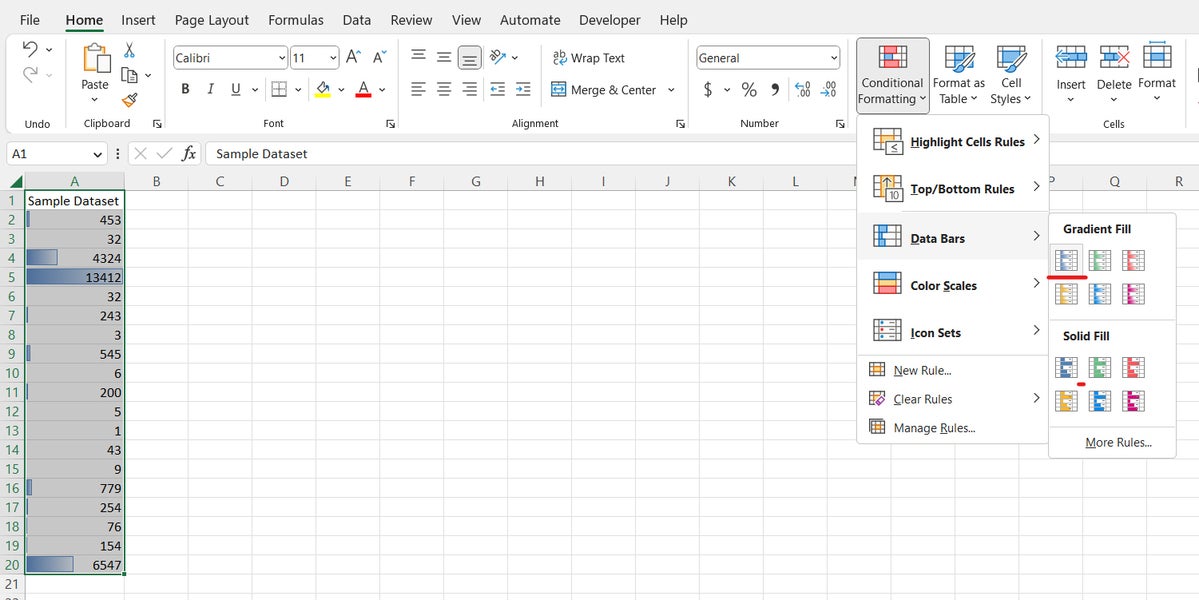 conditional formatting excel 09 data bars