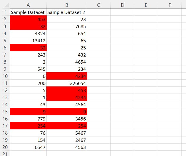 conditional formatting excel 18 duplicate values highlighted