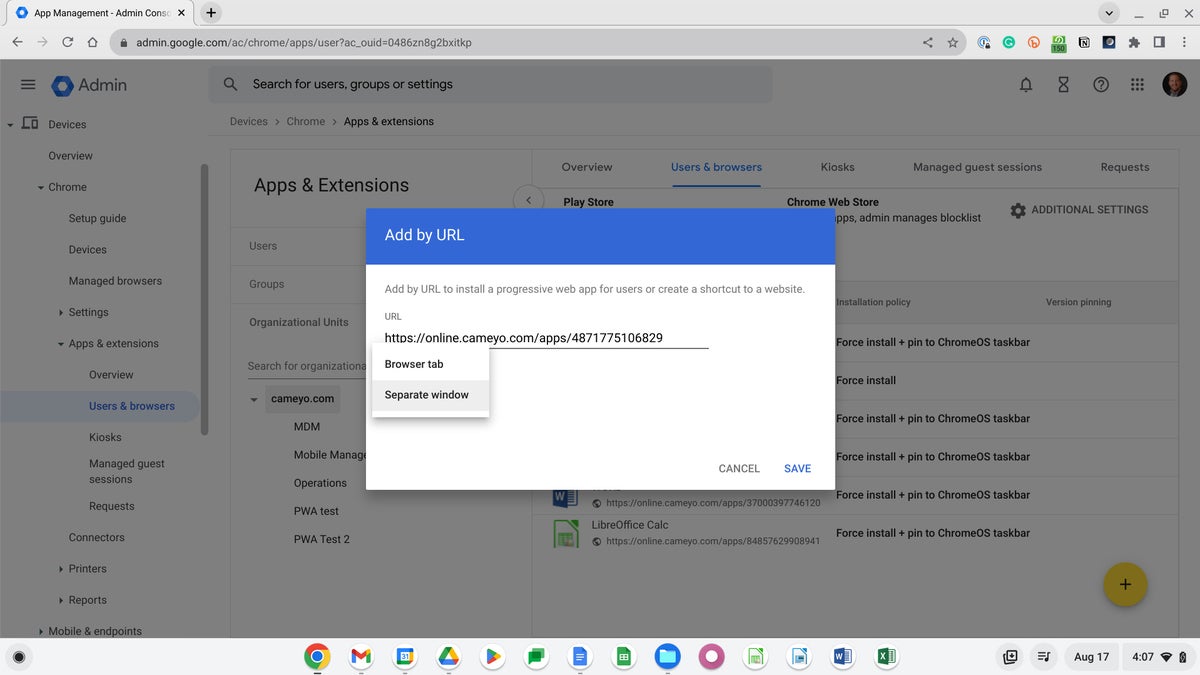 Google ChromeOS Windows app setup