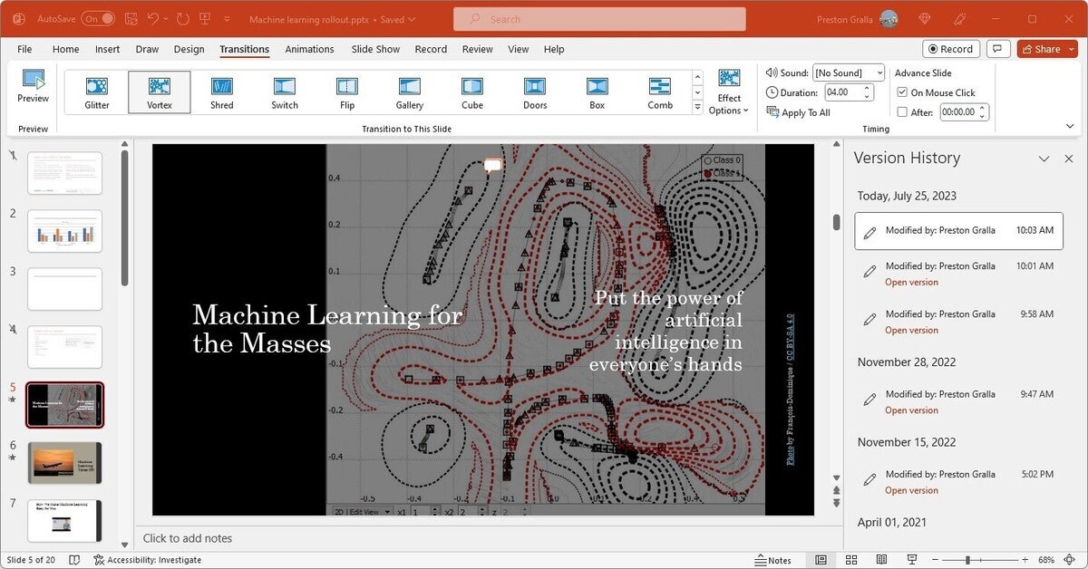 powerpoint m365 11 version history