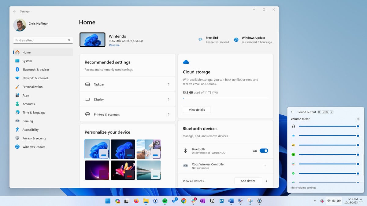 Windows 11 October 23 update: Settings and mixer