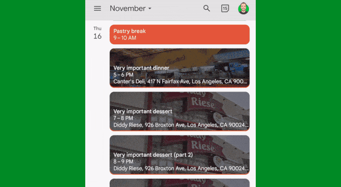 Google Calendar Android: Quick peek