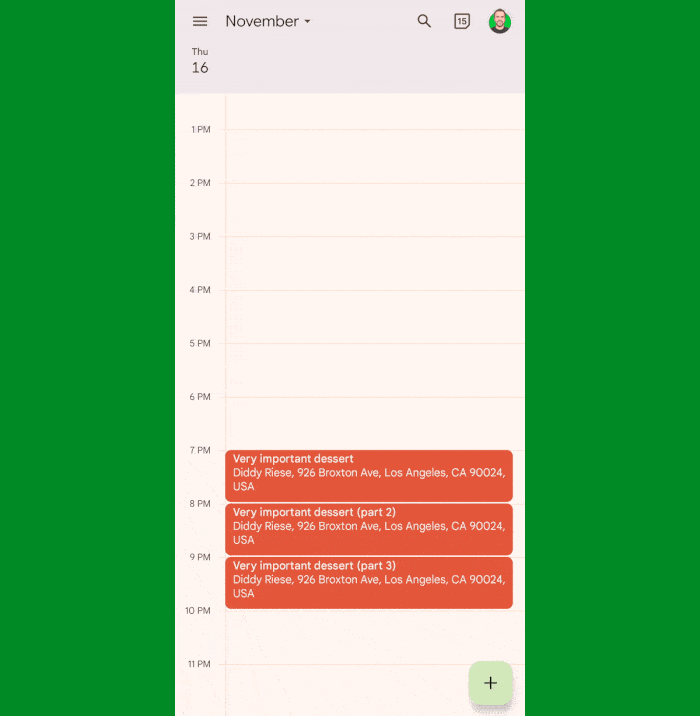 Google Calendar Android: Quick peek