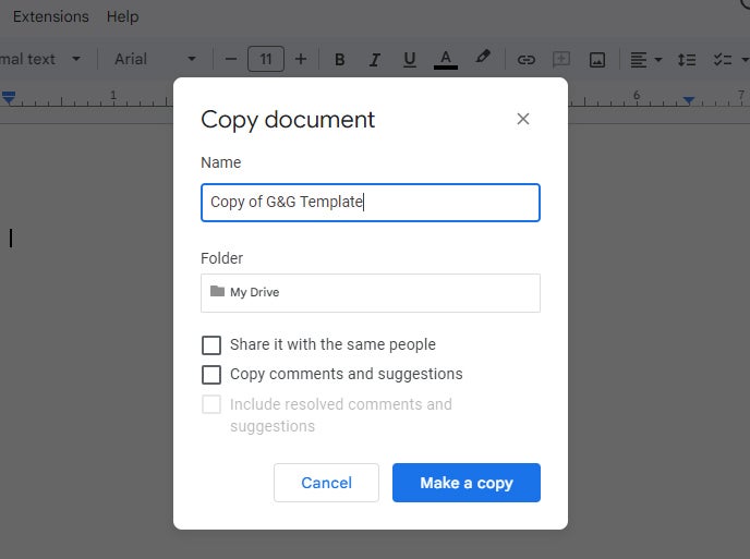 02 google docs copy template