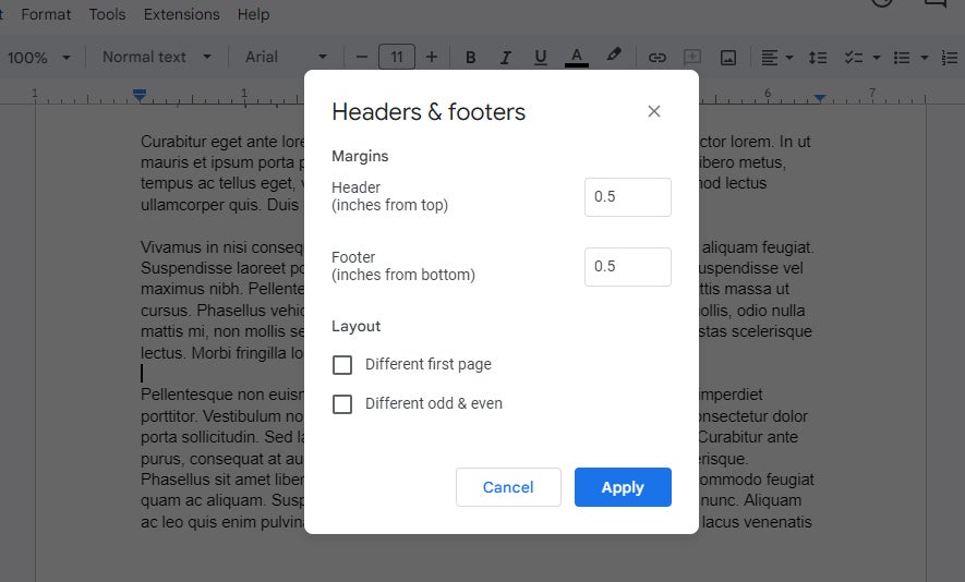 12 google docs headers footers settings