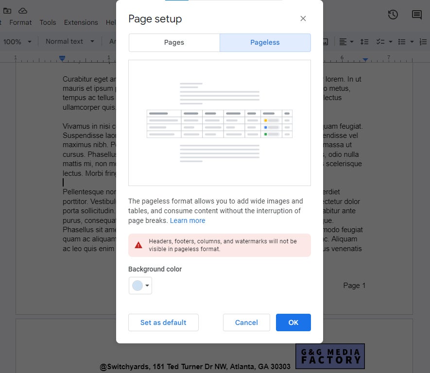 13 google docs page setup pageless