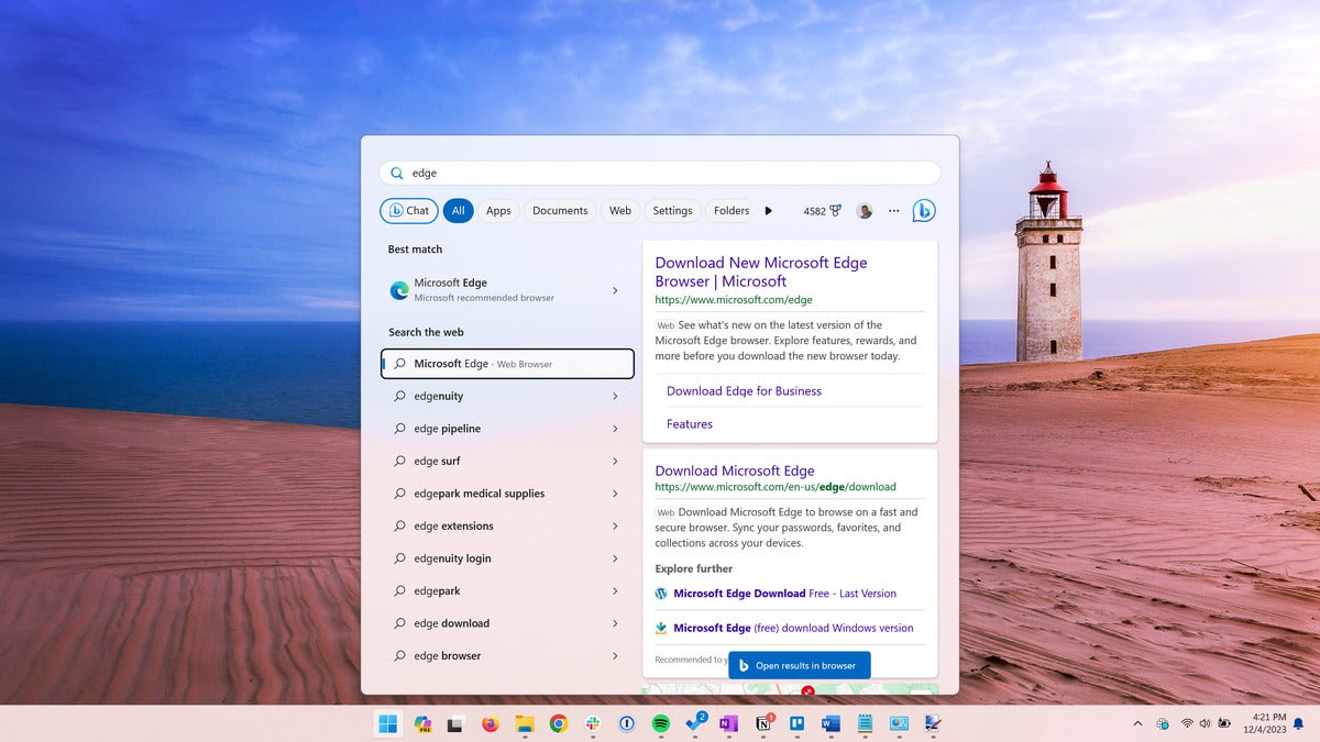 Windows - Bing in Start menu
