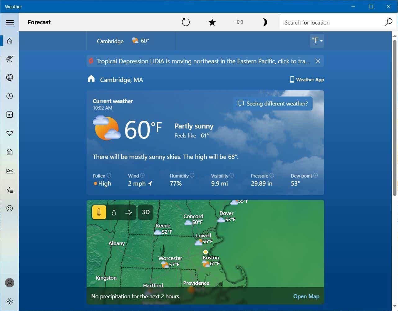 win10 weather app