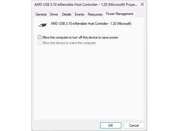 windows usb controller properties