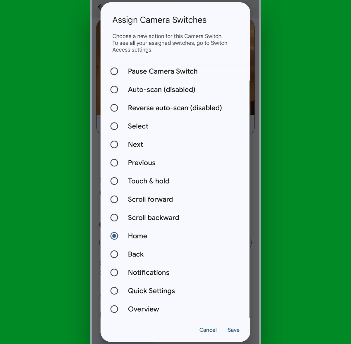 Android face control actions