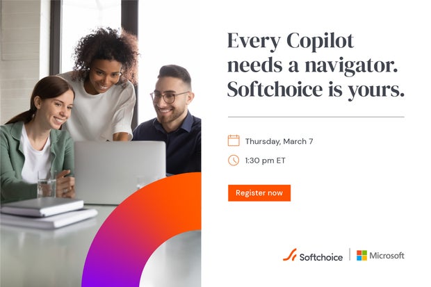 Image: Sponsored by Softchoice: Register: Copilot for Microsoft 365 virtual event & live demo on March 7