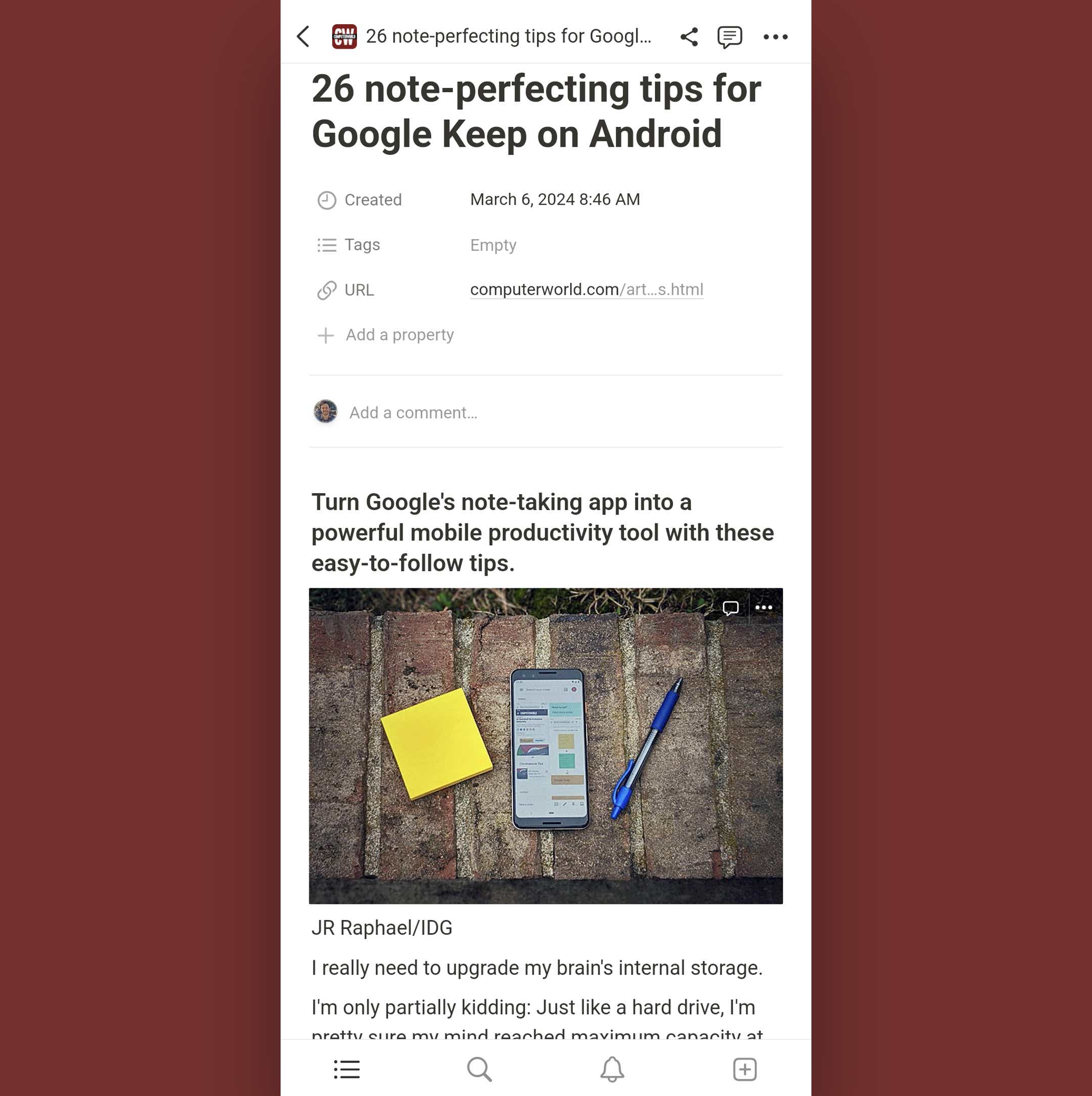 android note taking apps notion web page saving