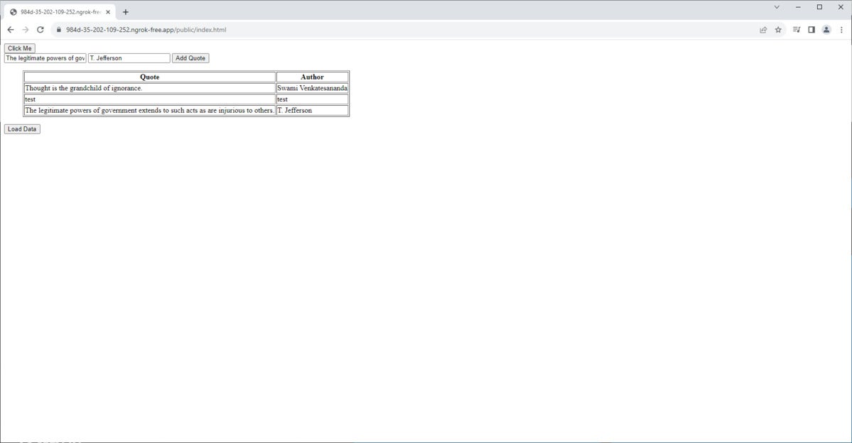 HTMX table with two rows and text.