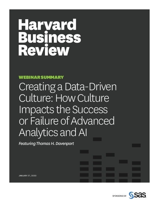 Image: HBR: Creating a data-driven culture: How culture impacts the success or failure of advanced analytics and AI