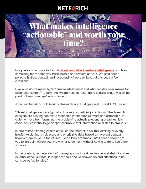 Image: What Makes Intelligence Actionable