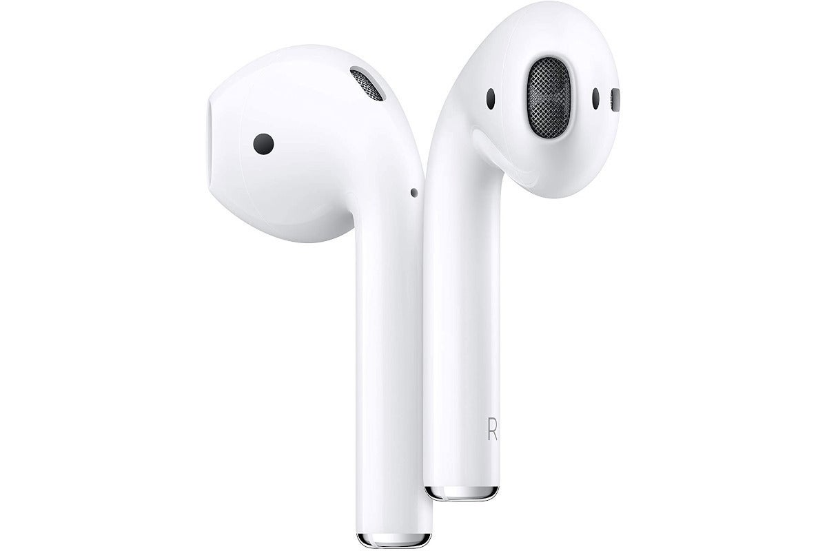 Apple's AirPods on a white background.