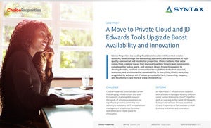 A Move to Private Cloud and JD Edwards Tools Upgrade Boost Availability and Innovation