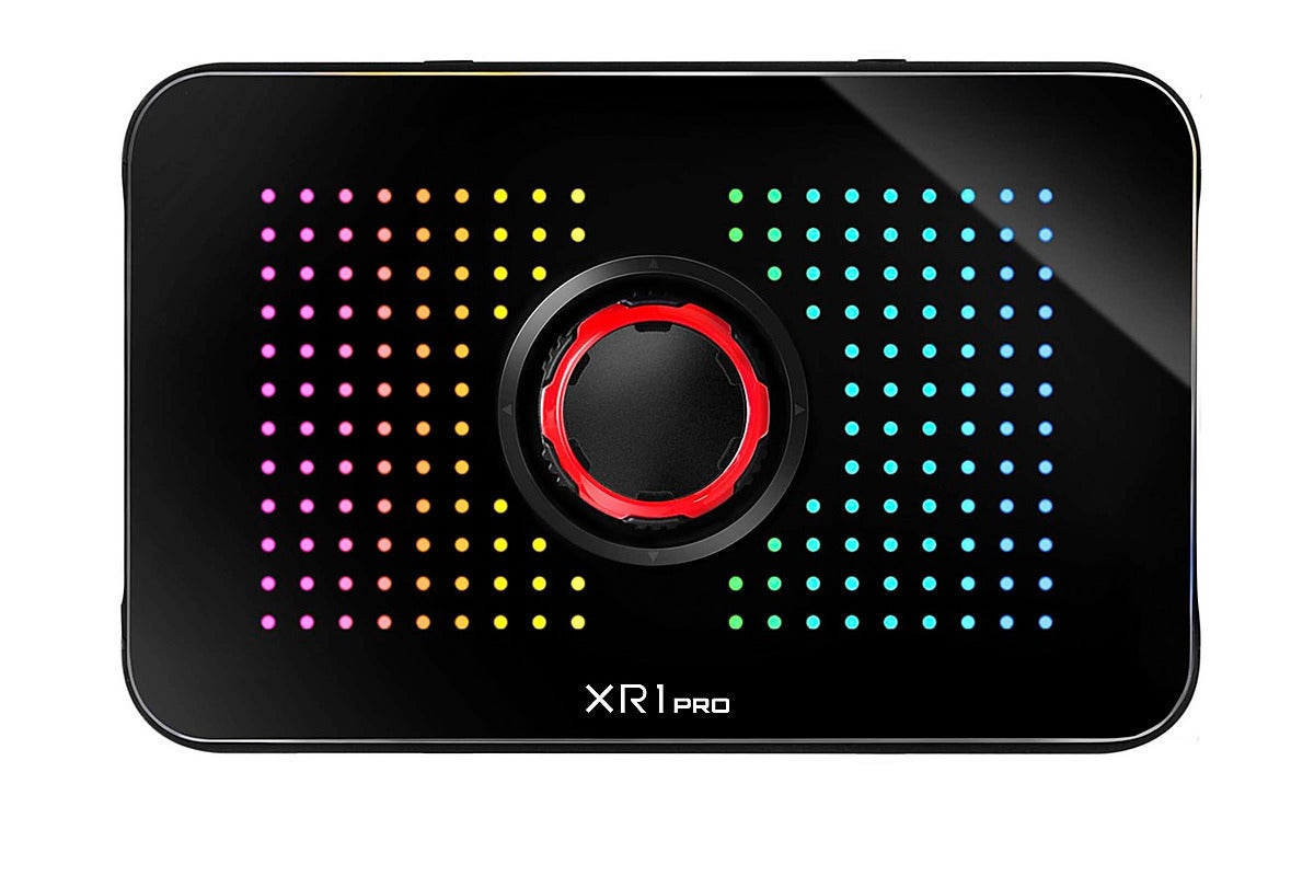 The XR1 Pro capture card with RGB lighting activated