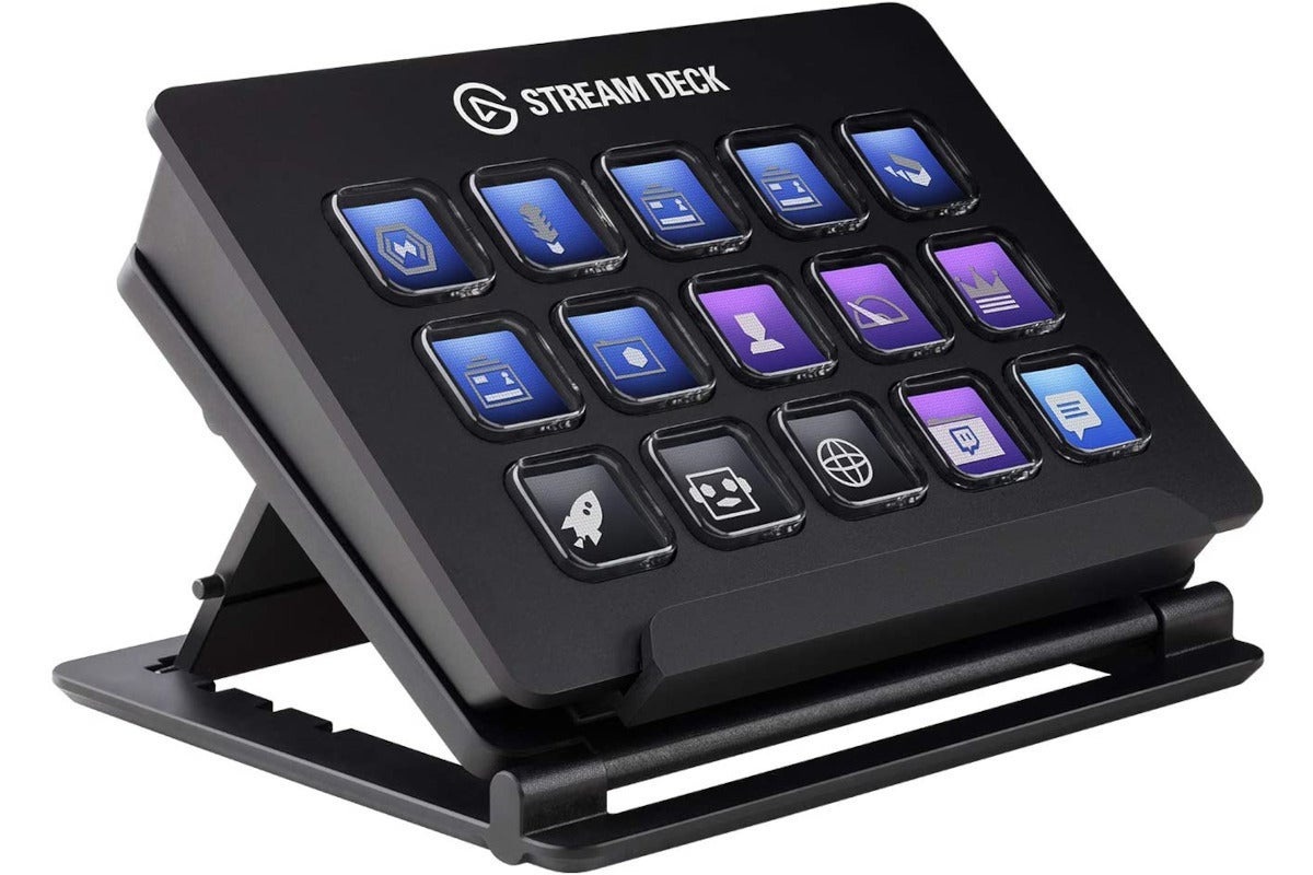 The Elgato Stream Deck facing from left