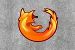 Firefox logo on a gray textured background