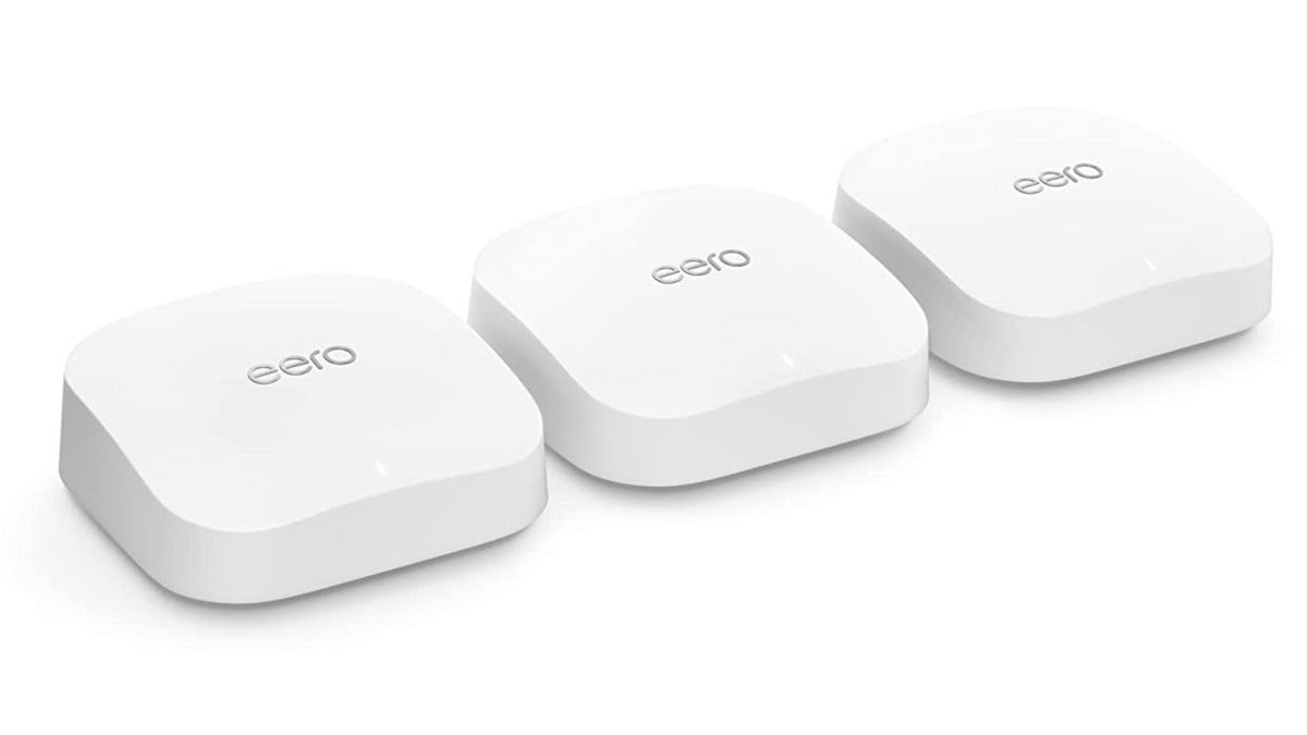 Eero Pro 6e routers, three in a row