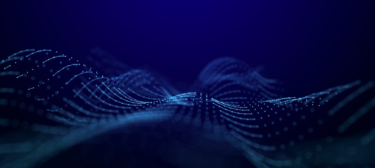 Wave of dots and weave lines. Abstract background. Data. Network connection structure.