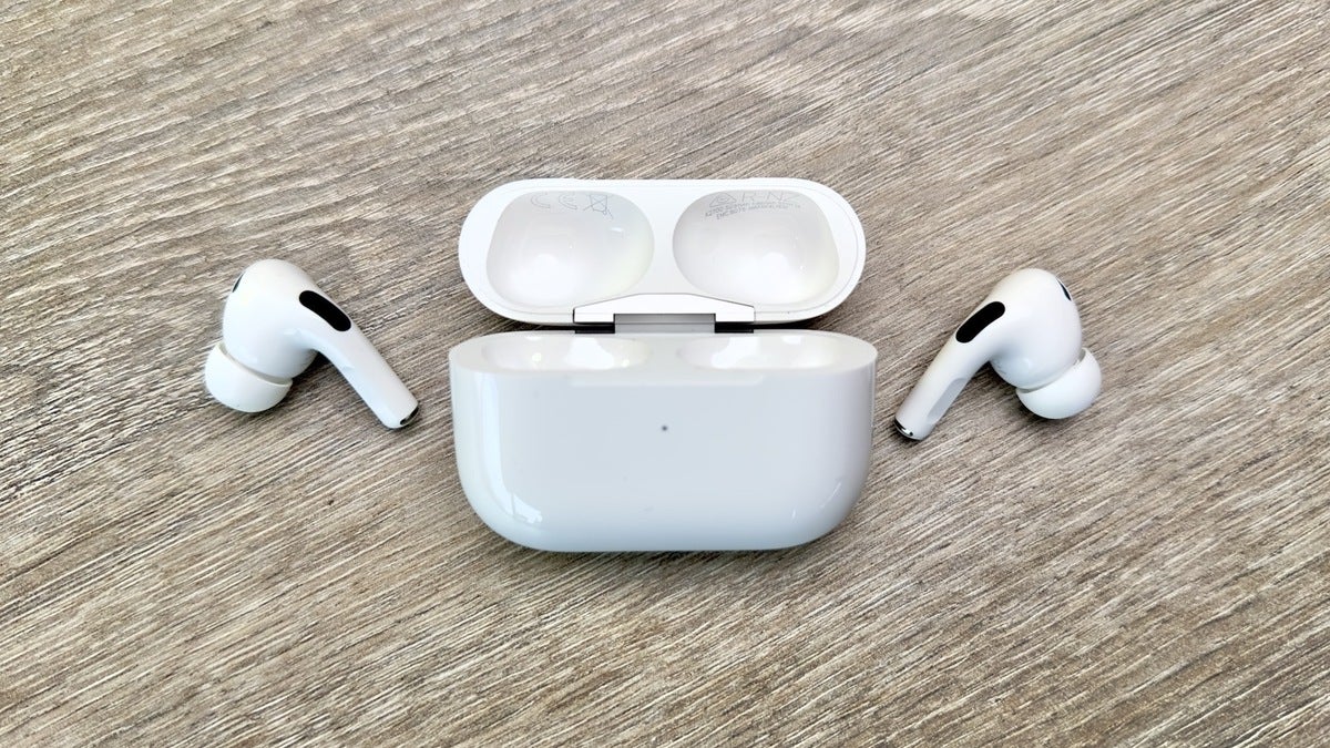 AirPods Pro (2022) case and buds on a table