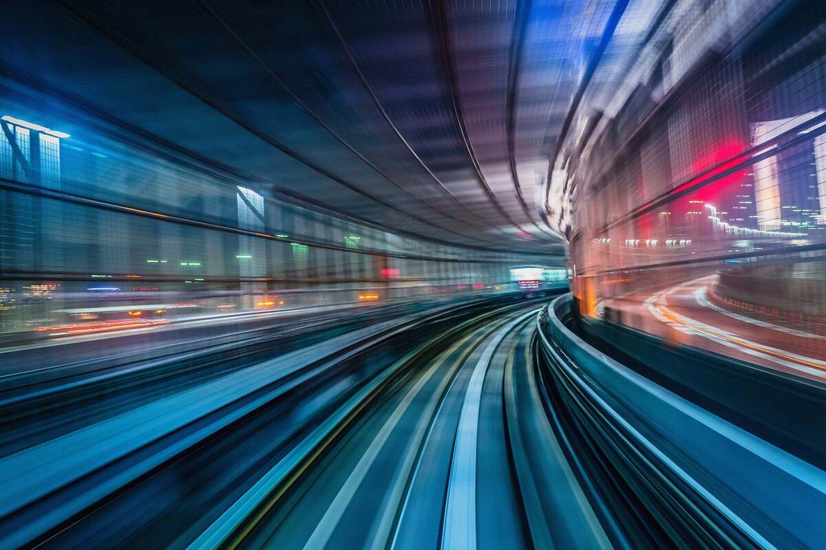 High-speed train tunnel / motion blur / speed / motion / forward progress / future / what's next