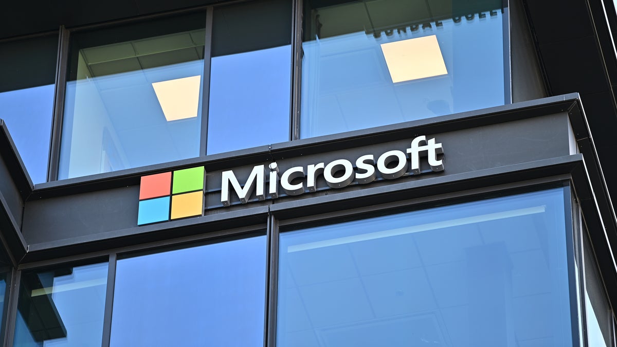 Microsoft logo on building